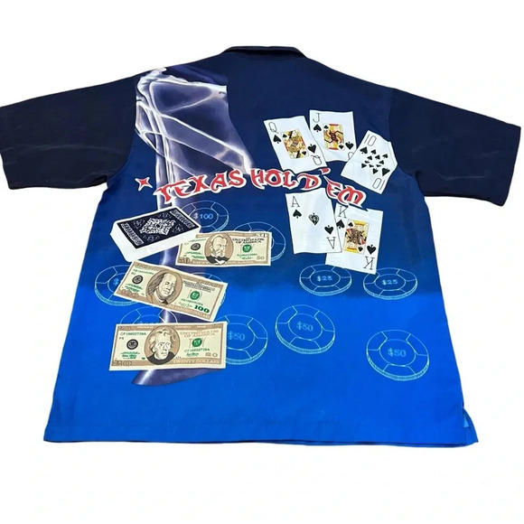 J/E/T Strtwr Texas Hold ‘Em Cards Deck Poker Button Down at Shirt Medium - Picture 5 of 8